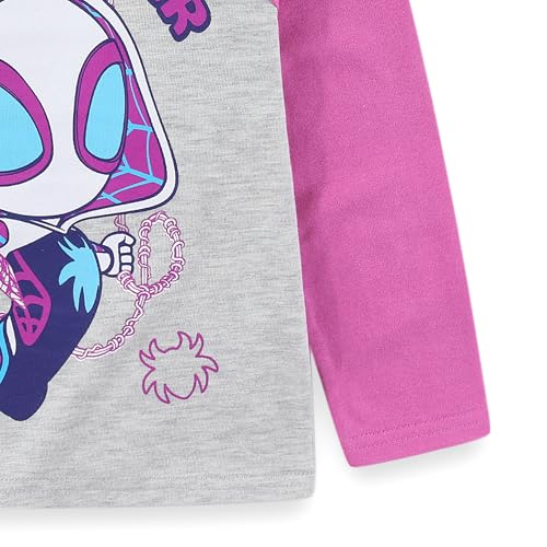 Image of Marvel Spider-Gwen Ghost Spider Girls Long Sleeve Shirt and French Terry Pants 2 Piece Outfit Set for Toddler and Big Kids