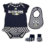 Outerstuff All Star MLB Majestic Newborn Navy Blue The All Star Creeper, Bib & Bootie Set