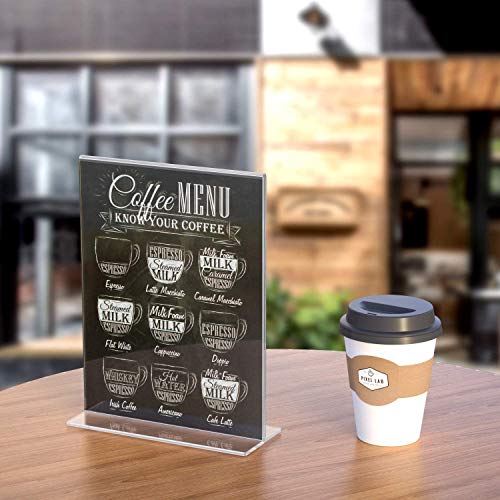 Image of Shuban Acrylic Sign Holder Table Sign Holder Double Sided T Shape Clear Plastic Desktop Display Holder Vertical Menu Stand Sign Holders for School, Office, Hotel, Party (05 X 7 Inch -2Pcs)