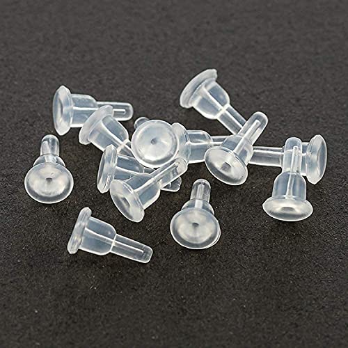 ELECDON Silicone Earring Backs of Clear - 50 Pcs / 25 Pairs Hypoallergenic Secure Push-Back Earring Stoppers for Stud Earrings, Soft Clear Ear Back Pads, 10x6mm Full-Cover Studs Dust-Proof