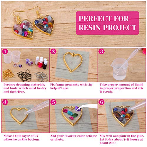 Shynek 60Pcs Hollow Frame Pendants - Resin Craft Bezels Jewelry Molds for Necklaces and Earrings Making Supplies4