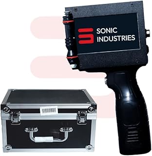 SONIC INDUSTRIES Inkjet Printer for Batch Code Printing and Label Marking Handheld Rechargeable Thermal Coder for Product Packaging Applications with Date and Barcode Information