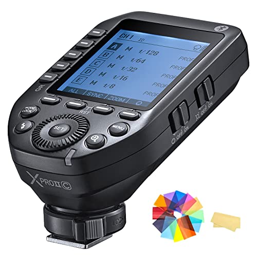 Godox XproII-C Flash Trigger Camera Wireless Flash Trigger LCD Display Transmitter for Canon Camera 1Dx Mark II, 1Dx