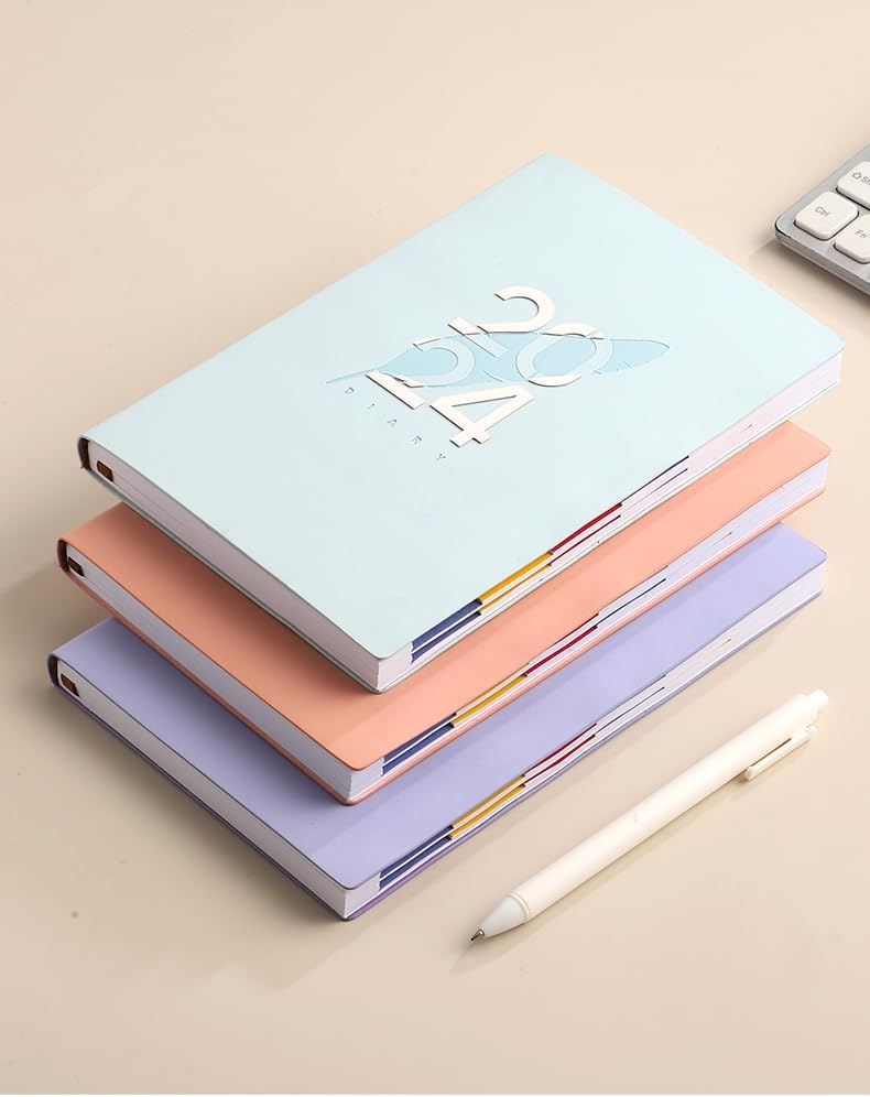 2024 Daily Planner, 106 Weekly Pages with Julian Dates, 7: 00 a.m.- 7: 00 p.m. Schedule Block, Notes Part, Past/Future Month Calendars, 8.25 x 5.6 Inches, Sticky Notes, Stickers, Ribbon Marker (Pink)