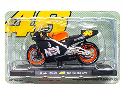 OPO 10 - Moto 1/18 de The Doctor Valentino Rossi #46, Reproduction Compatible avec Honda NSR 500 - Test Valencia 2000 - VR034