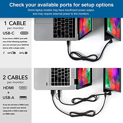 Sidetrak Solo Triple Portable Monitor For Laptop | 2 Freestanding 15.6” Fhd 1080P Led Screens | Compatible With Mac, Pc, & Chrome | Usb-C Or Hdmi | Speakers & Hdr Mode #TOP5
