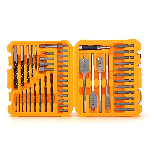 Motorhead MH-04-DB-50-B-2 50-Piece Screwdriver & Drill Bit Set, Woodworking, Flat Spade Paddle Bits, Pilot Point, Black Oxide thumb #1