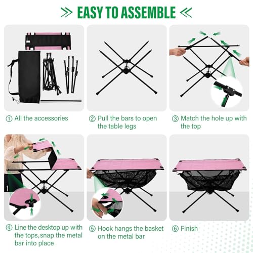 Mesa plegable para camping SDMKA temática rosa, portátil y fácil de llevar para playa y picnic con bolsa duradera miniatura 4