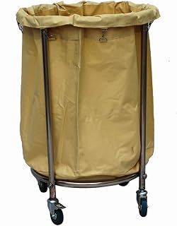 Cart Round Hotel Laundry Sorter Cart Collecting Trolley Serving Utility Storage Cart Portable Cleaning Trolley with Durable Rolling Wheels Apricot Color