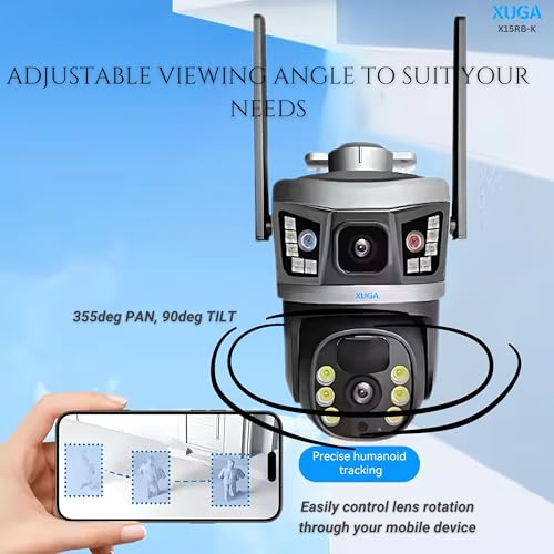 Image of XUGA - Cybernautt X15RB-K 6MP Dual Lens PTZ 4G Sim Wireless Outdoor CCTV Camera with Dual View | 360 | Night Vision | Siren Alarm| Outdoor | Gym | Farm | Home | Weatherproof | Use Air-tel 4G Sim