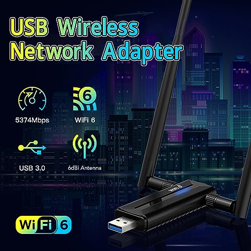 ASHATA USB WiFi Adapter for PC USB 3.0 WiFi6E AX5400M 2400Mbps Dual 6Dbi Antennas 6G 5G 2.4G WiFi Adapter Network Adapter for Desktop PC Laptop for Windows 11 10 - Image 2