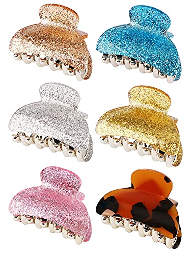 6Pcs Hair Clips for Women Glitter Claw Clips for Girl Acrylic Non Slip Hair Barrette Jaw Clamps Y2K Holder Hair Accessories for Beach Party Prom Daily