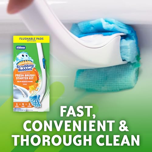 Image of Scrubbing Bubbles Fresh Brush Toilet Bowl Cleaner Kit with Flushable Pads