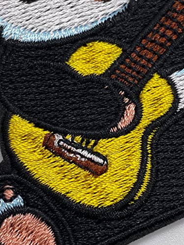 Bohaqa Panda Bear Playing Guitar Patch 2.95" - Cute Iron On Panda Patch - Iron On/Sew On #TOP3