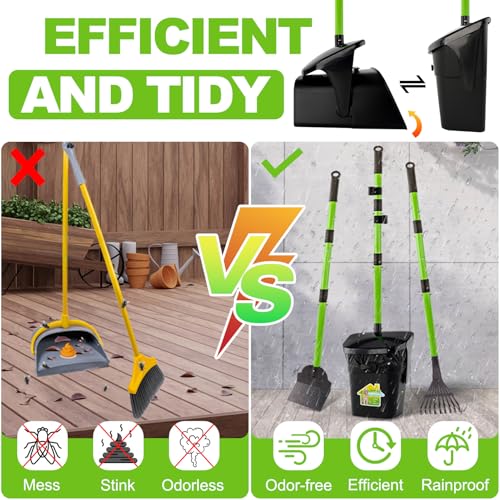 LANNEY Pooper Scooper - 38" Long Adjustable Metal Handle Dog Pooper Scooper Swivel Bin & Rake & Spade with 50 Bags Attachment, Portable Heavy Duty Dog Poop Scooper for Yard Dogs Large Medium Small - Image 3