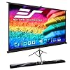 Elite Screens Tripod, 60-Inch 16:9 Portable Projector Screen with Stand MaxWhite 2, 1.1 Gain, Adjustable Indoor Outdoor Pull Up Projection Screen for Home Theater, Office & Classroom, T60UWH, Black