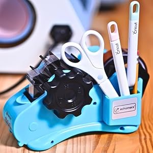 echomerx Blue Heat Tape Dispenser – Sublimation Tape Dispenser to Pre-Cut Heat Resistant Tape | Heat Transfer Tape, Fast Multi-Tape Cutter, Semi-Automatic, Manual Video & 1″ Core for Scotch Tapes