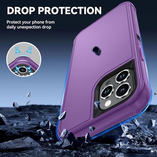 Image of SunStory Compatible with iPhone 12 Pro Max Case with HD Screen Protector, 3-Layer Heavy Duty Full-Body Cover,3 in 1 Hybrid Protective Case for iPhone 12 Pro Max 6.7 inch,Purple