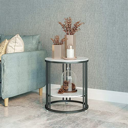 Image of Side End Table Frame Sofa Corner Table for Living Room Coffee Table Striped Top and Metal Frame Sofa Table End Table, Bedroom Simple (Black White)