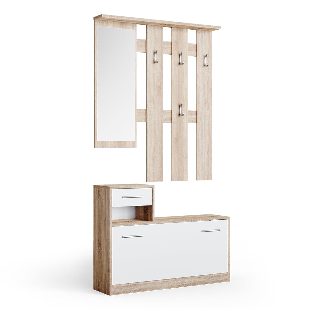 Vicco Garderobe Billy, Sonoma/Weiß, 100 x 111.6 cm