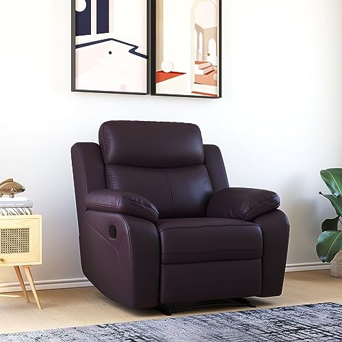 Image of Torque - Weston 1 Seater Leatherette Manual Recliner | Recliner Sofa /Chair for Living Room, Bedroom, Office (Brown) | 1 Year Warranty