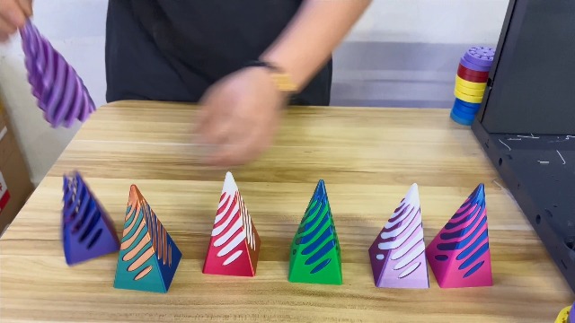 3D Printed Fidget Toy – Spiral Cone & Pyramid Impossible Passthrough Sculpture, Stress Relief Desk Toy