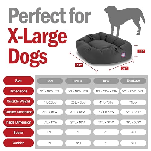 Image of Majestic Pet 52 Inch Bagel Calming Dog Bed Washable - Cozy Soft Round Dog Bed with Spine Support for Dogs to Rest Their Head - Fluffy Donut Puppy Mat 52x35x11 (Inch) X-Large - Gray