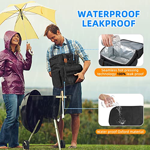 Wu Insulated Large Lunch Bag For Men Women 24Can 13L 18L Adjustable Dry Wet Separation Lunch Box Adults Heavy Duty Waterproof Leakproof Soft Cooler Bag Kit For Work Outdoor Shopping Sports, Black #TOP4