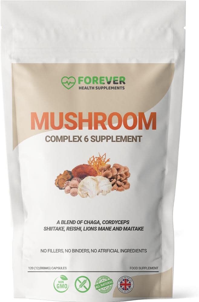 Lions Mane Supplement - Mushroom Complex Capsules 6-120 Capsules - Lions Mane Supplement High strength, Chaga Mushroom, Reishi Mushrooms, Shiitake Mushrooms, Cordyceps Mushroom, Maitake.