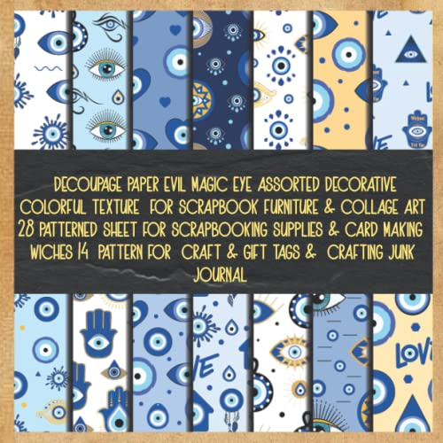 decoupage paper evil magic eye assorted decorative colorful texture for scrapbook furniture & collage art 28 patterned sheet for scrapbooking ... craft & gift tags & crafting junk journal