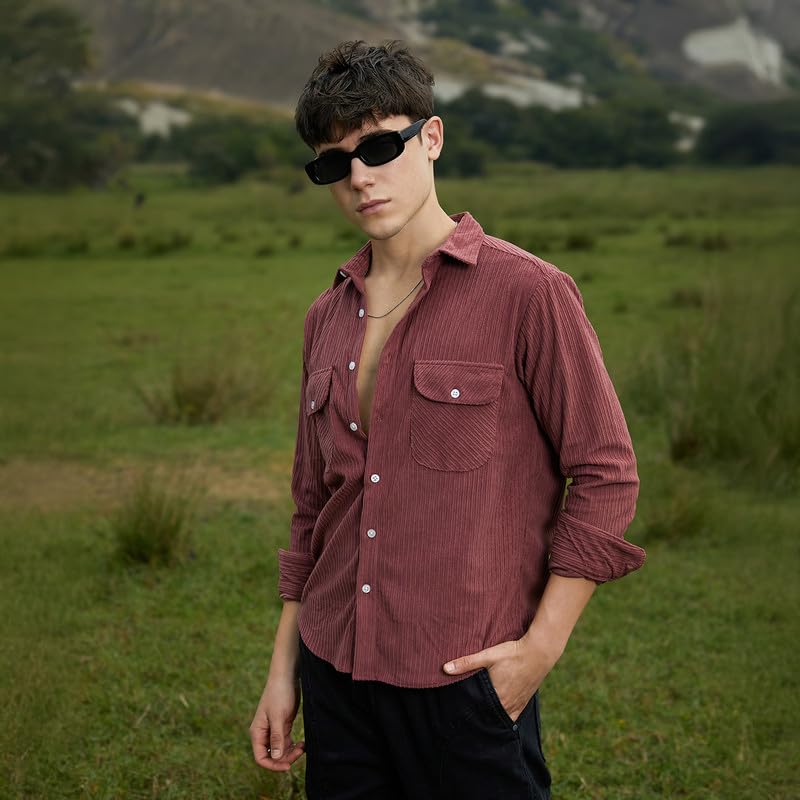 Image of CAHOOT Men's Shirt for Casual Wear | Spread Collar | Long Cuffed Sleeves | Button Closure | Shirt Crafted with Comfort Fit for Everyday Wear