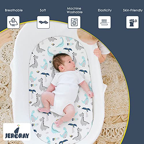 Bassinet Sheets Jeroray For Girls And Boys, 2 Pack Stretchy Ultra Soft Jersey Knit Bassinet Mattress Pad Cover, Grey Dinosaur #TOP1