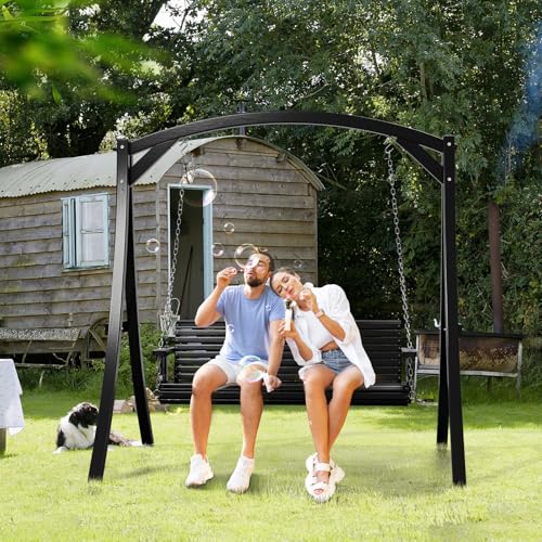 Image of VINGLI 2026 Upgraded 5 FT Wooden Porch Swing, 880 LBS Heavy Duty, Black
