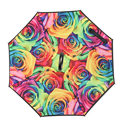 image for Owen Kyne Windproof Double Layer Folding Inverted Umbrella, Self Stand