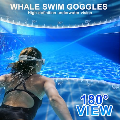 Image of Whale Swim Goggles, HD Anti-Fog Goggles, Unisex | 100% UV Protection | Anti-Fog Design Clear Wide-Angle Underwater View