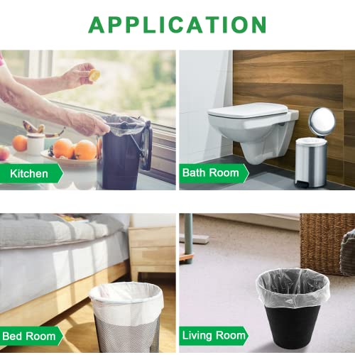 Image of Small Trash Bags 80 Counts, Waikas Garbage Bags for Bathroom Car Mini Trash Can, Clear Plastic Bag for Bedroom Living Room, 4 Gallons, Clear