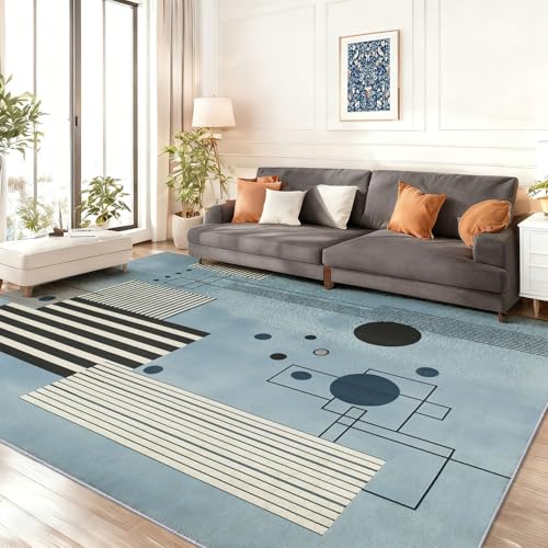 Tapis salon lavable en machine et antidérapant géométrique - 3