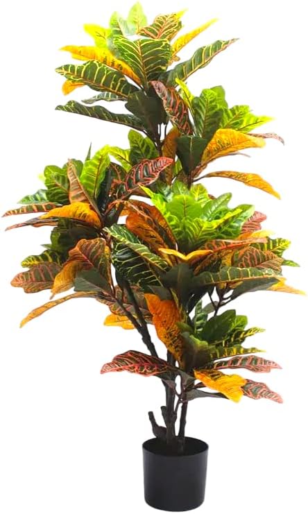 SHAKTISMArtificial Croton Plant, Ornamental Plant. Natural Looking Indoor and Outdoor Plant for Interior Décor, Home Décor, Office Décor (1.Artificial Plant Croton)