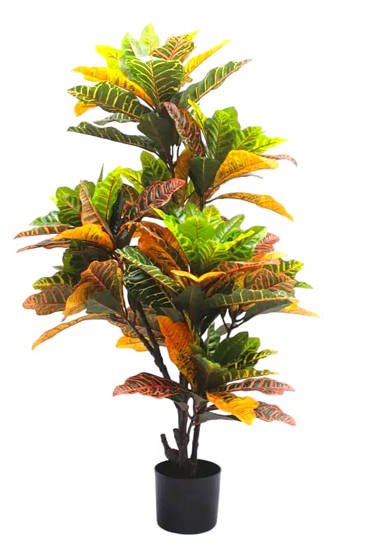 SHAKTISMArtificial Croton Plant, Ornamental Plant. Natural Looking Indoor and Outdoor Plant for Interior Décor, Home Décor, Office Décor (1.Artificial Plant Croton)