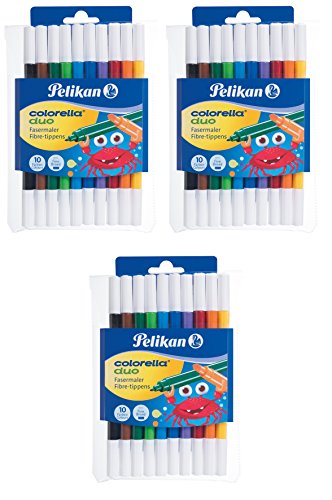 3er Pack Pelikan, 10 Fasermaler Colorella Duo