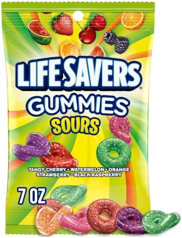 LIFE SAVERS Sour Gummy Candy Pack, Individually Wrapped Candy Bulk, Variety Flavors Box, 12 Bags of Sour Gummies