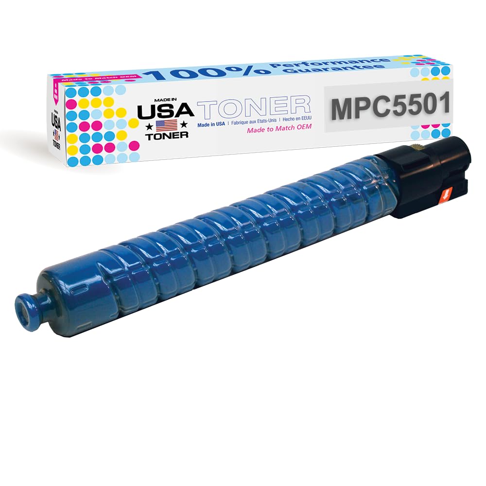 MADE IN USA TONER Cartridge Replacement for Ricoh Aficio MP C4501, MP C5501, 841455, 841287 (Cyan)