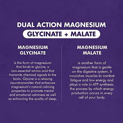 NAOMI Mighty Mg Magnesium Glycinate & Malate Complex 360mg, High Absorption Formula, Elemental Magnesium Supports Heart Health, Strong Bones, Better Sleep, Gluten-Free, Non-GMO, Vegan, 60 Veggie Caps