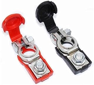 Kapper Trade Negative and Positive Car Terminal Battery Connector Clip with Red and Black Plastic Cover Modern Amp Battery Terminal Connectors Clips (Set of 2) - KaberTrade