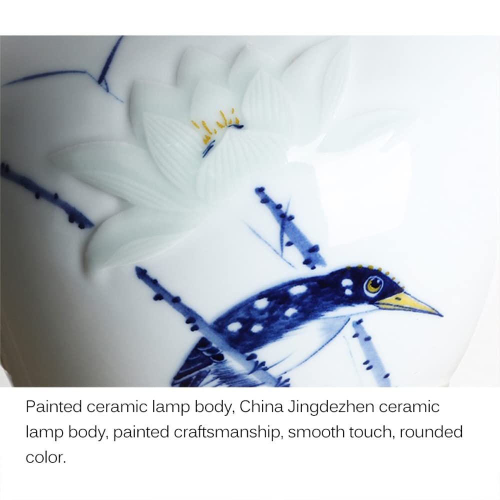 27,5" Lampy stołowe Ceramiczna lampka nocna Antyczna lampa biurkowa Lampa nocna Lampa do czytania do sypialni Salon Biuro College Regał na książki(B)