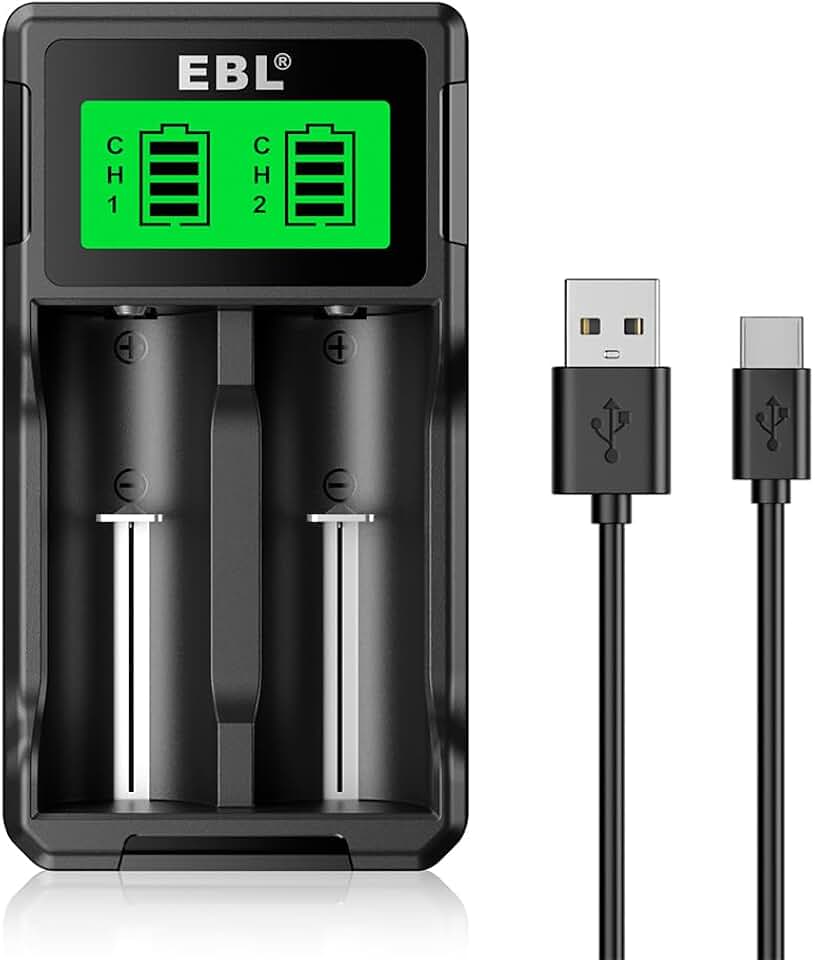 MPOWER - Carregador Universal de Bateria de Lítio com 4 Compartimentos para Baterias Recarregáveis de Lítio de 3,7V e e Ni-MH Ni-CD 1.2V | Compatível com C, AA, AAA | Recarga Inteligente e Segura