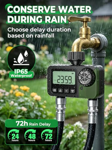 Minuteur d'arrosage à 2 sorties programmable automatique pour le jardin