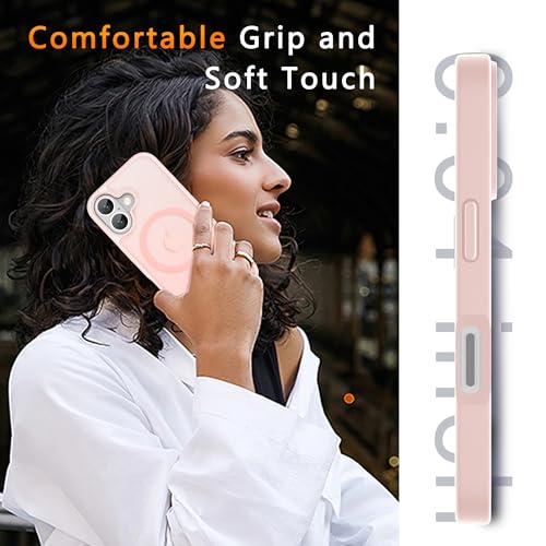 Image of LATVIN for iPhone 16 Case, Magnetic Phone Cover, Compatible with MagSafe, Military Grade Protection, Translucent Matte Frosted Back, Pink