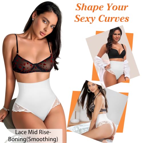 Image of Werena Tummy Control Thong Shapewear for Women High Waisted Body Shaper Panties Shaping Thong Girdle Underwear