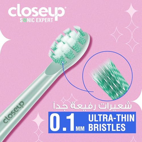 Image of Closeup Sonic Expert Electric Toothbrush for Adults, Pack of 1+2 Heads (Black)